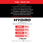 Supplement label with branding, slogan, and nutritional information.